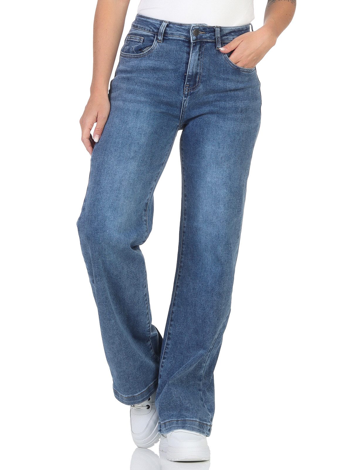 simaranda Schlagjeans Damen Jeans Schlag 321 XS/34 Mittelblau