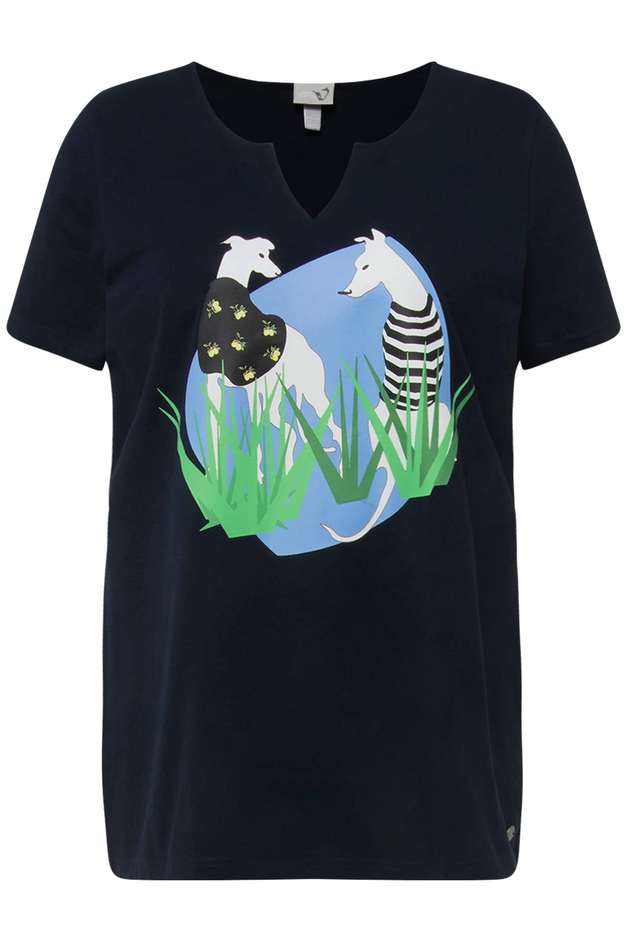 Ulla Popken T-Shirt T-Shirt Wildhund A-Linie günstig online kaufen