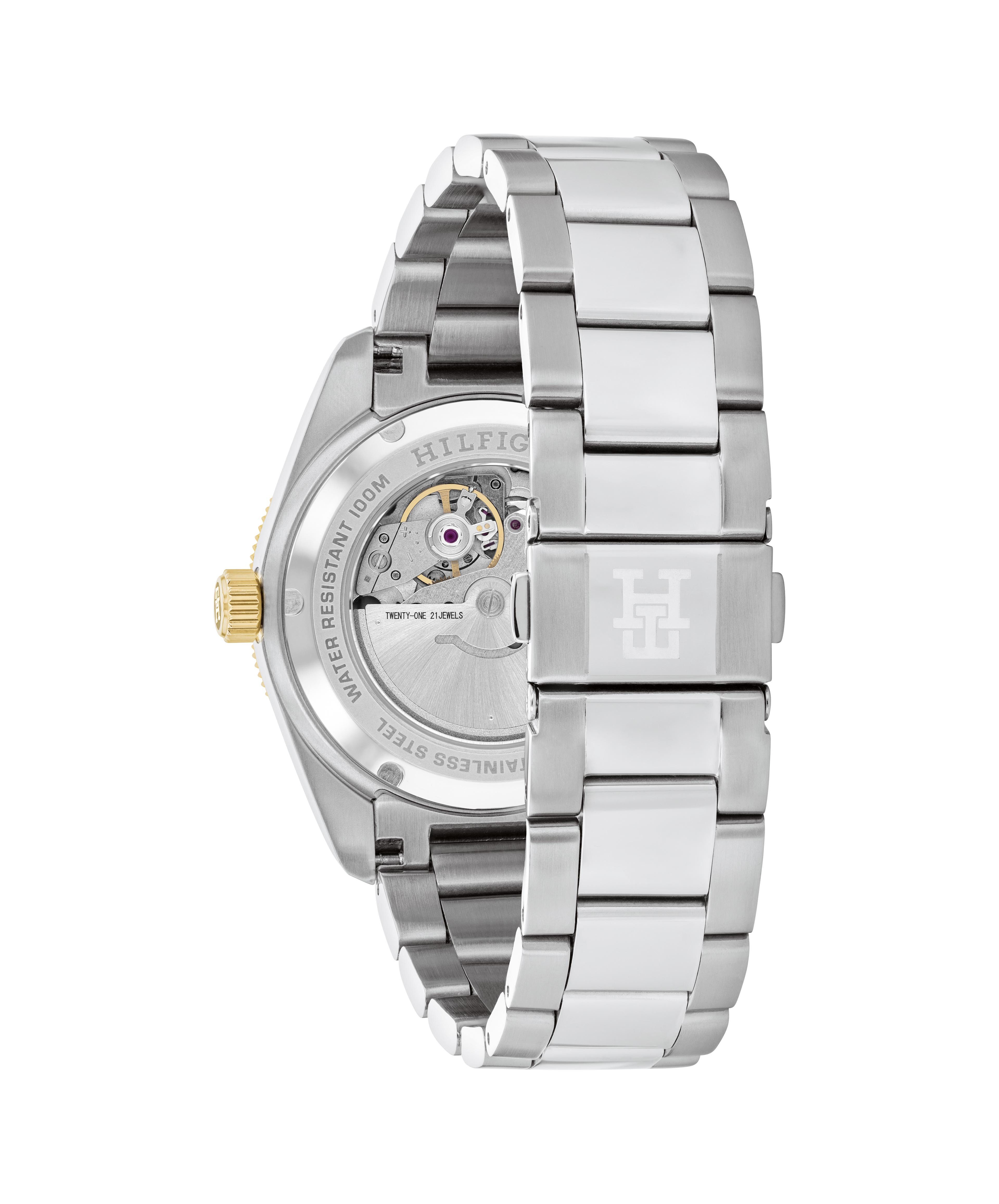 Tommy Hilfiger Automatikuhr TH85 1792155, Armbanduhr, Herrenuhr, Mechanische Uhr, Edelstahlarmband, analog, Tag