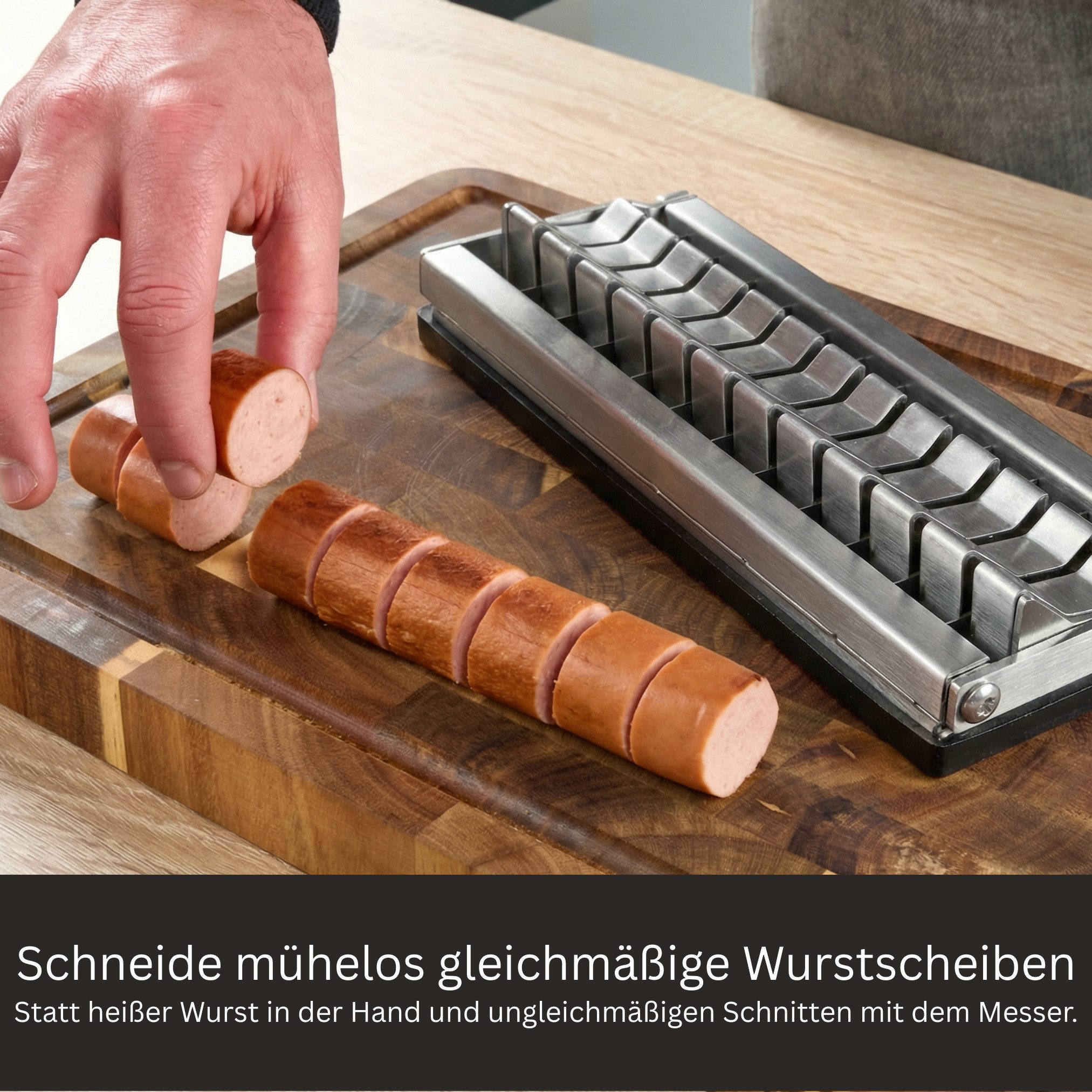 Curry Master Wurstschneider Currywurstschneider Bratwurstschneider für Zuhause, Manuell, Spühlmaschinenfest, Ultra-Scharfe Edelstahlklingen