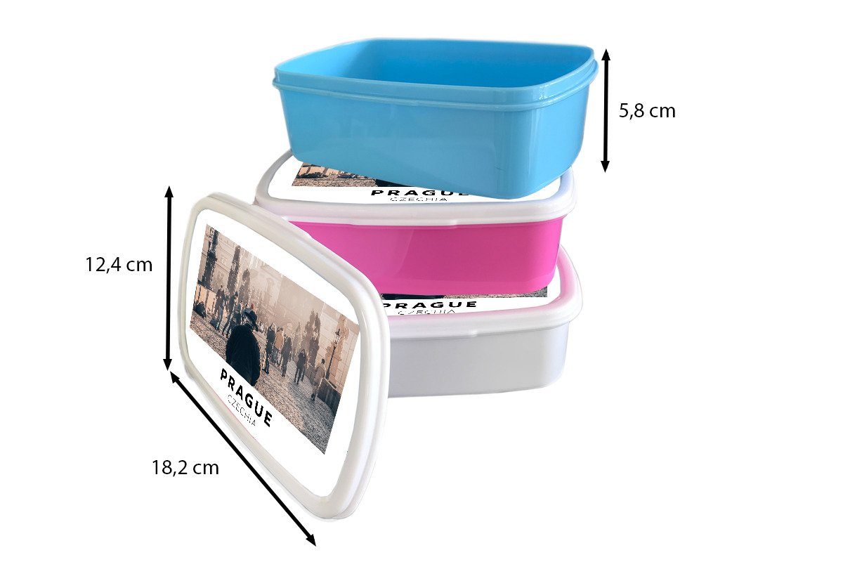 Kunststoff, Prag - Kunststoff Republik Tschechische MuchoWow Snackbox, - für rosa Mädchen, Kinder, Erwachsene, Architektur, Brotbox (2-tlg), - Lunchbox Brotdose Brücke