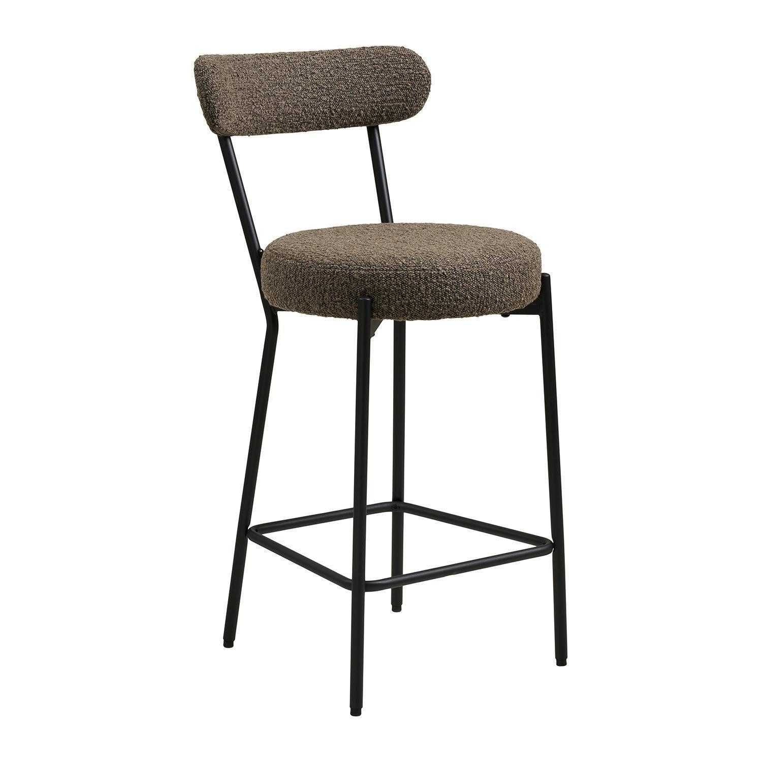 House Nordic Barhocker BADALONA, Braun, Schwarz, Stoffbezug, Metallgestell, belastbar bis max. 110 kg, B 39 x H 90 x T 46 cm