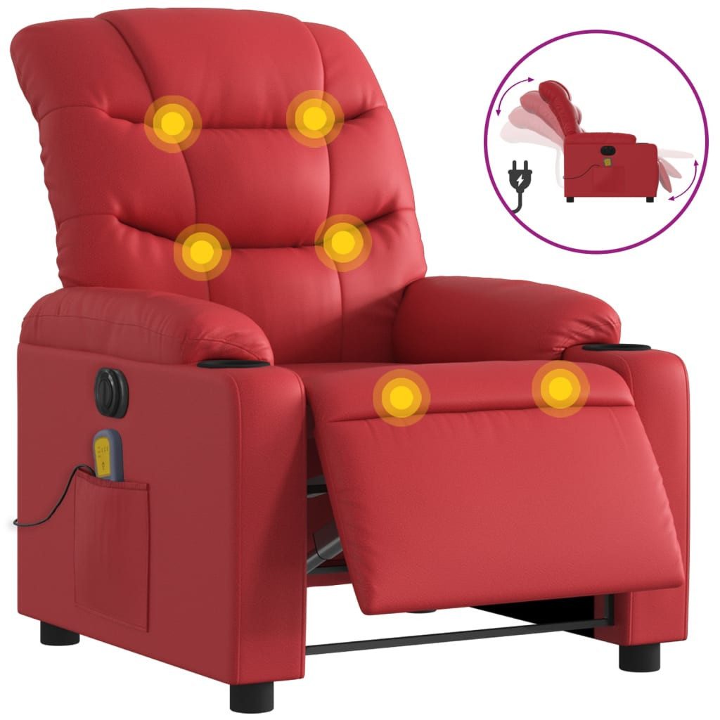 vidaXL Sessel Massagesessel Elektrisch Rot Kunstleder günstig online kaufen