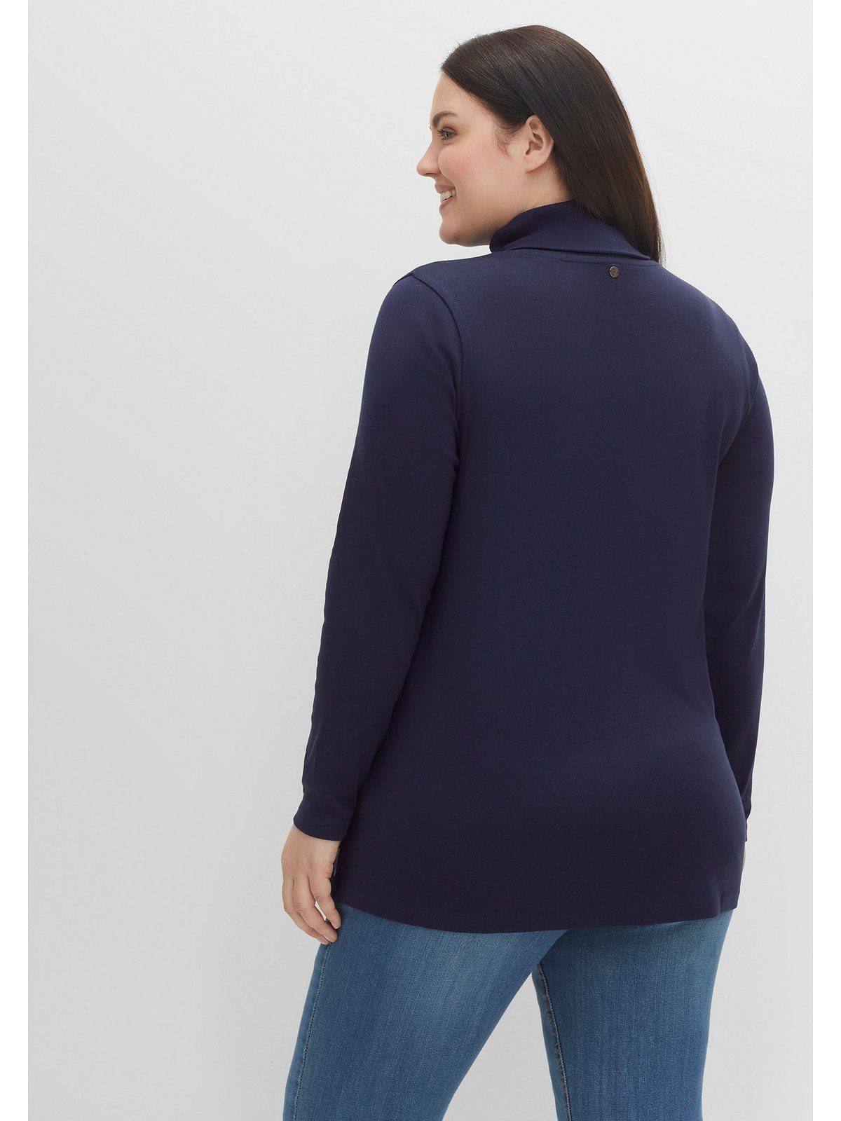 Sheego Langarmshirt Große Größen mit Rollkragen, in A-Linie