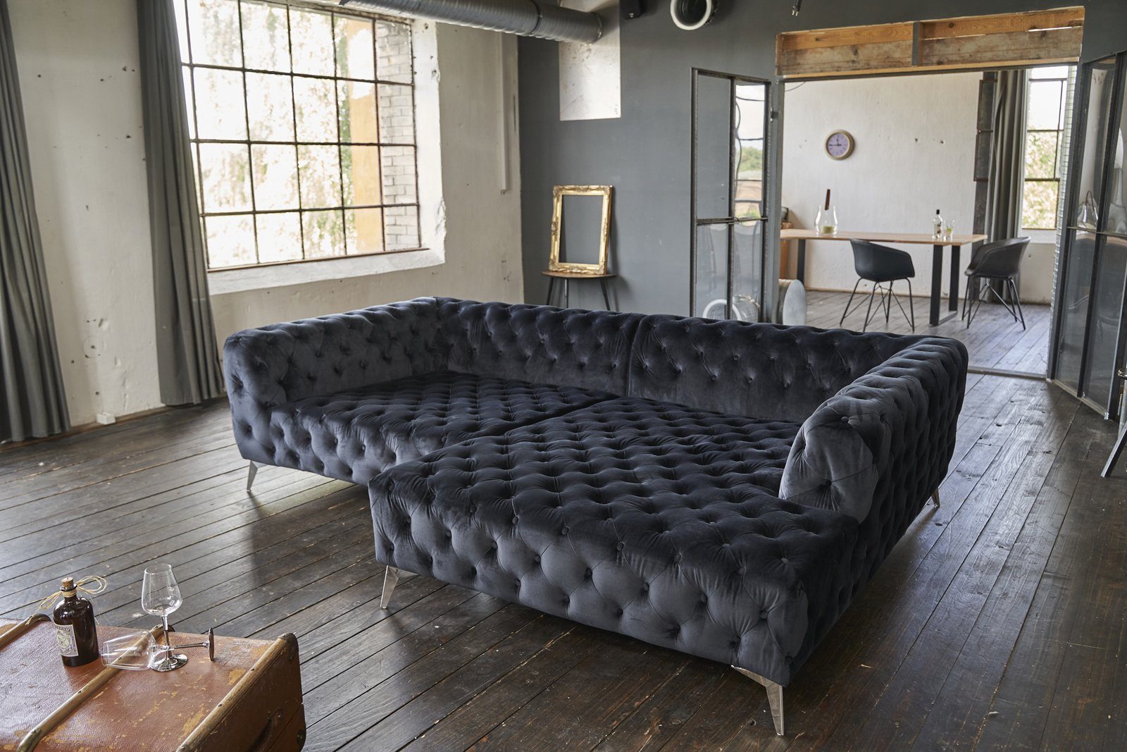 KAWOLA Ecksofa NARLA STOFF VELVET - KAWOLA