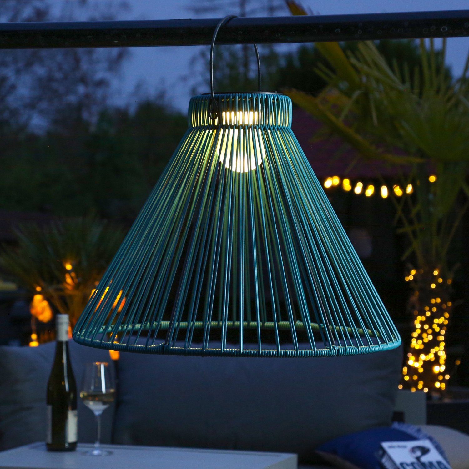 MARELIDA Hängeleuchte LED Solar Hängeleuchte Lampenschirm Solarleuchte für  Terrasse Balkon, LED Classic