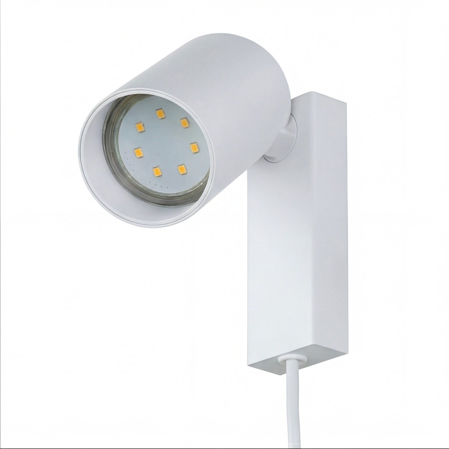 Licht-Erlebnisse Wandstrahler MONO, ohne Leuchtmittel, Wandlampe mit Schalter verstellbar in Weiß GU10 Leselampe Bett Sofa