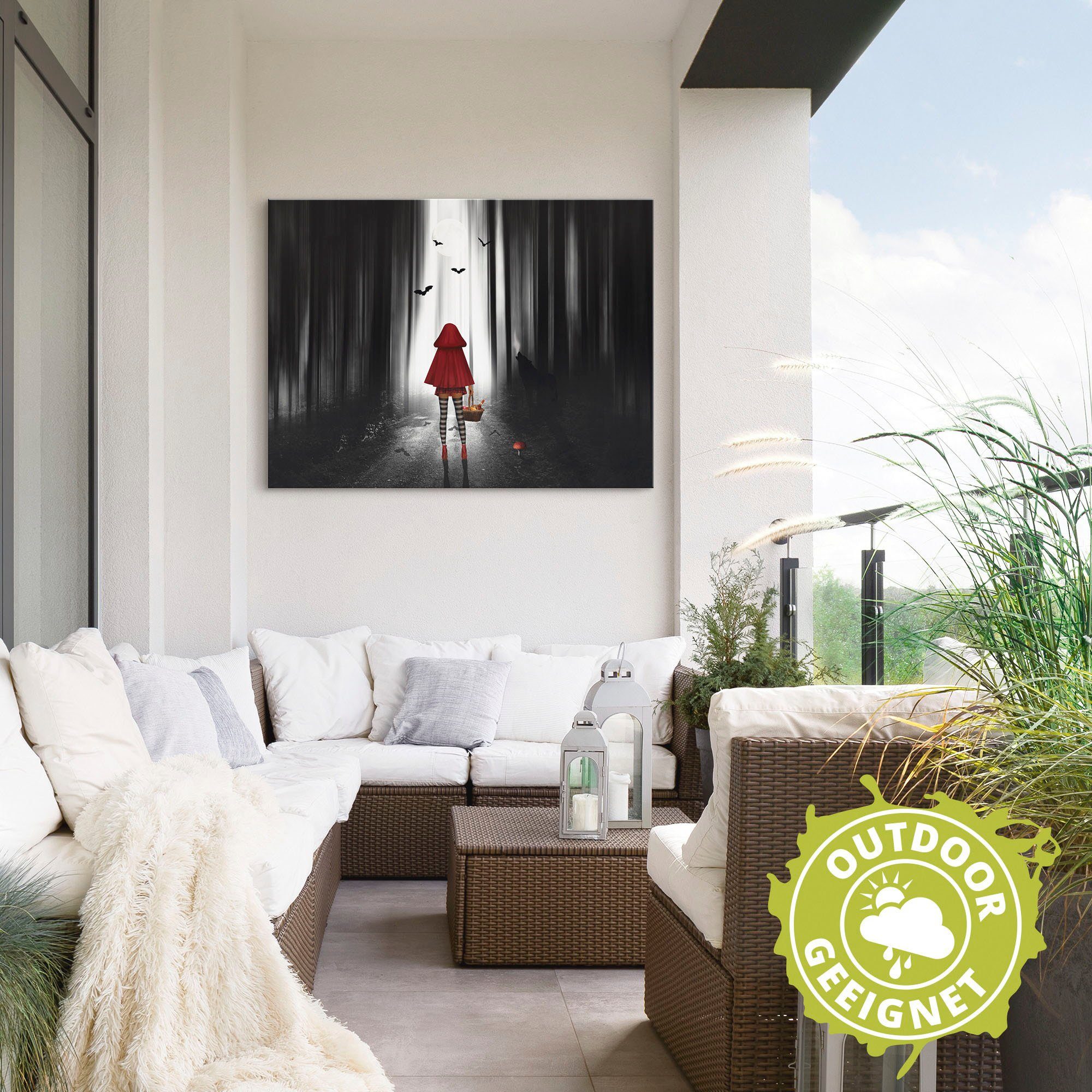 Artland Leinwandbild Das Rotkäppchen auf High Heels, Dark Fantasy (1 St), auf Holzrahmen gespannt