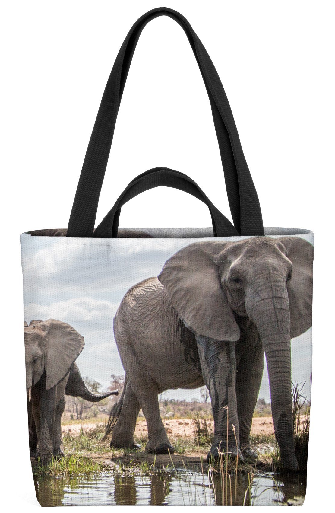 Afrika (1-tlg), Elefant Wasser VOID Steppe Zoo Henkeltasche Safari Tiere Dschungel Elefanten