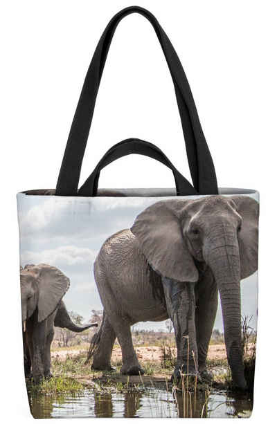 VOID Henkeltasche (1-tlg), Elefanten Wasser Steppe Elefant Afrika Safari Dschungel Zoo Tiere