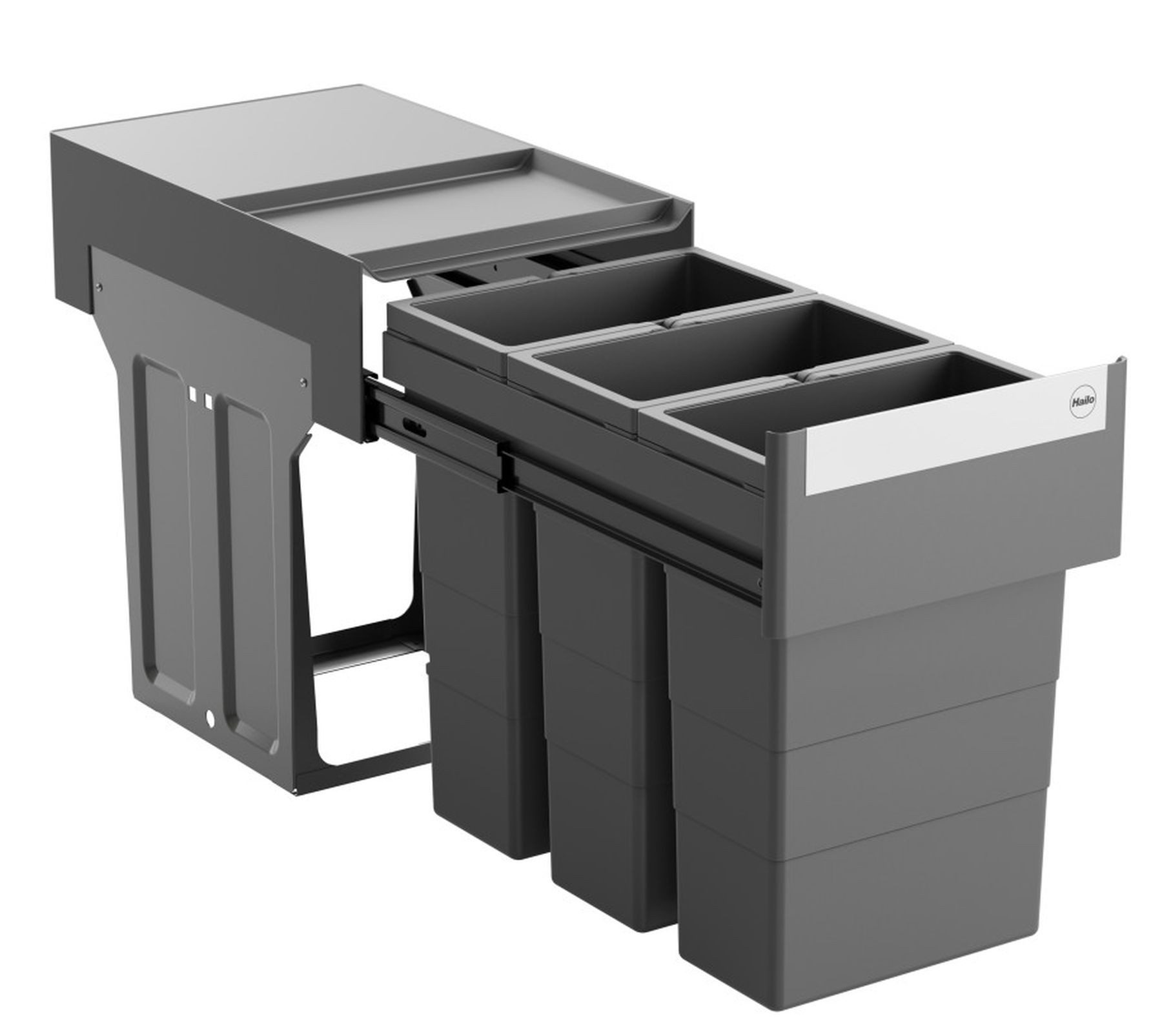 Hailo Einbaumülleimer Hailo Tandem Küchen-Mülleimer 3x 8L Vollauszug 40–90cm Schrankbreite, siehe Beschreibung