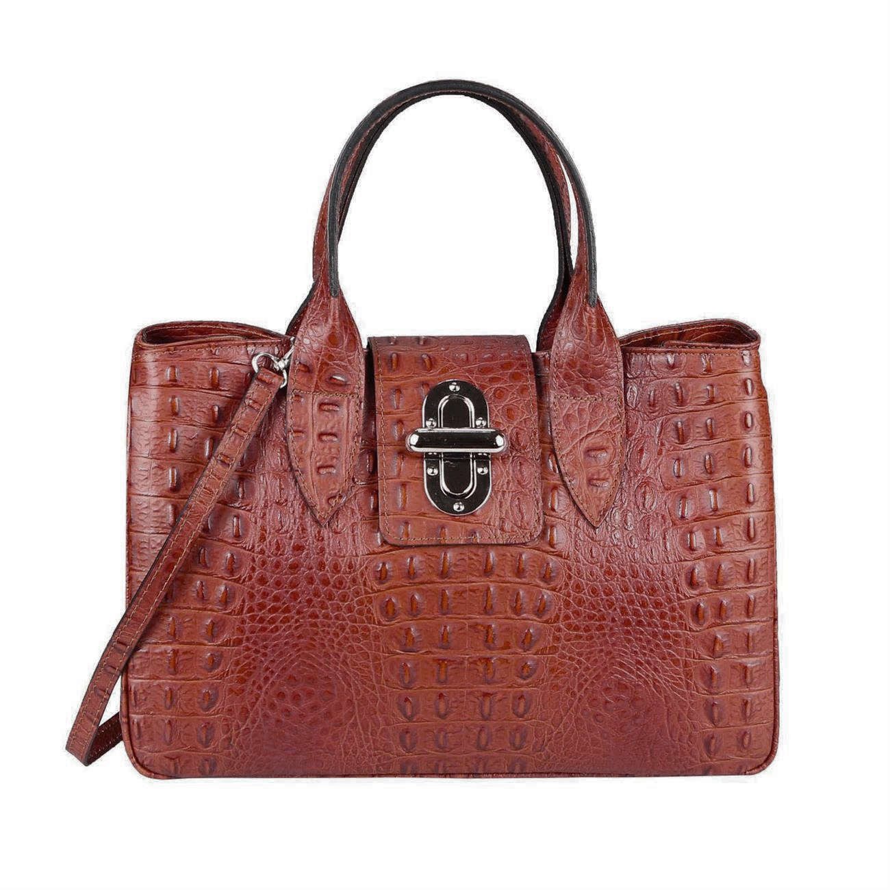 Schultertasche Made in Italy Damen Leder Shopper Handtasche Umhängetasche Henkel