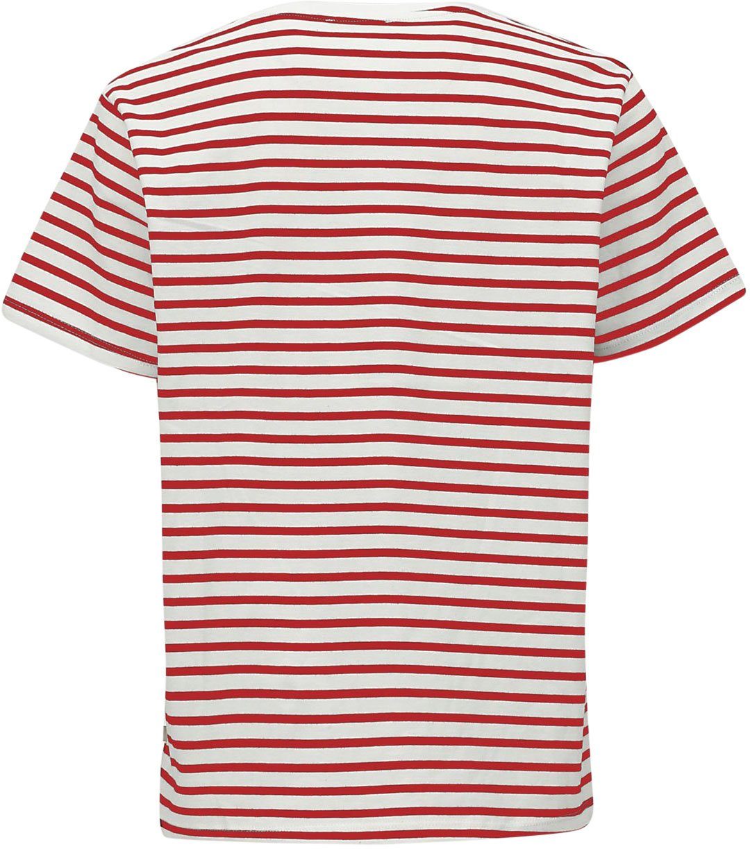 DEMAGA weiß-rot-geringelt Ringel-Dessin Rundhalsshirt im LTB