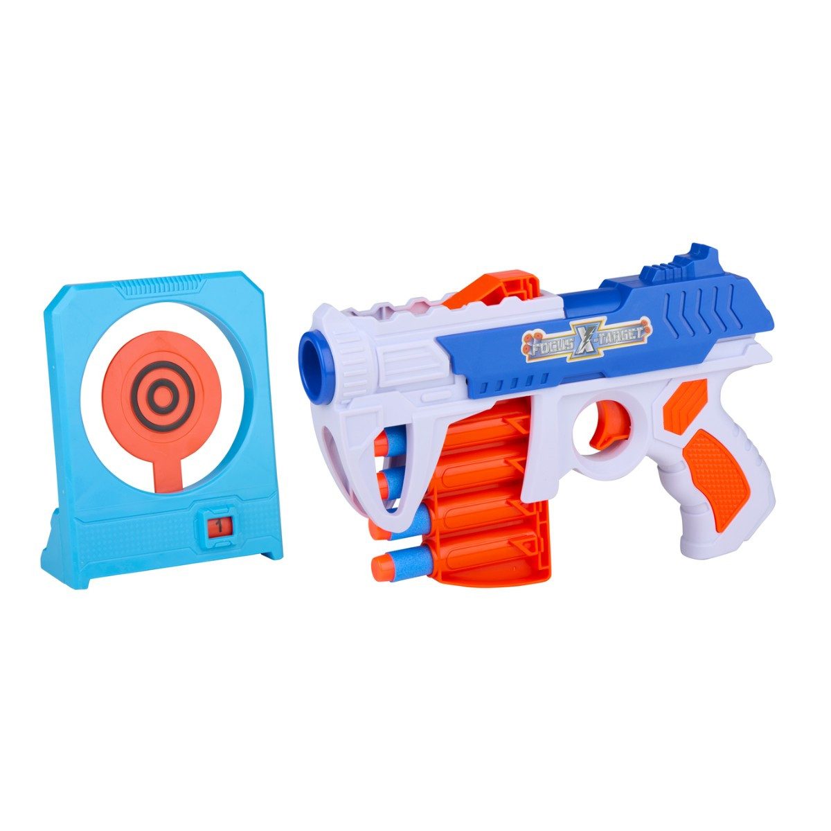 Eddy Toys Blaster Eddy Toys Bullseye Target Game - Dartpistole mit Schaumstoff-Darts
