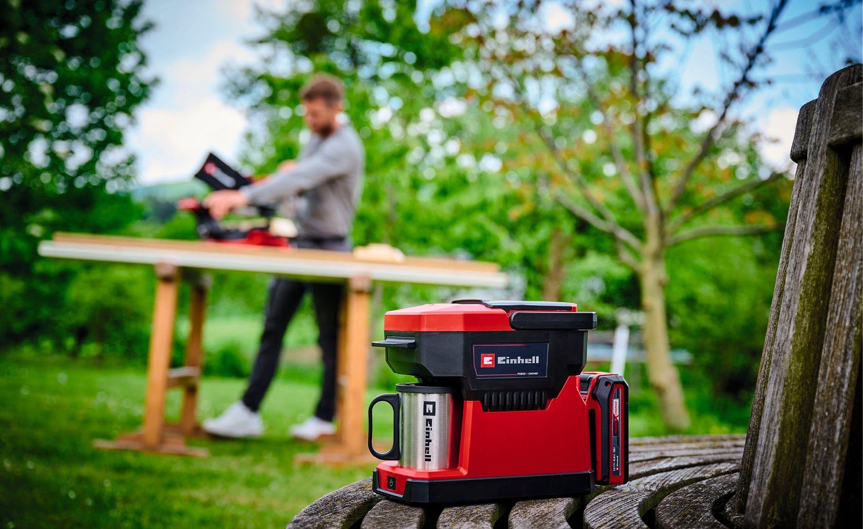 Einhell Kaffeepadmaschine TE-CF 18 Li-Solo, 0,24l Kaffeekanne, Korbfilter