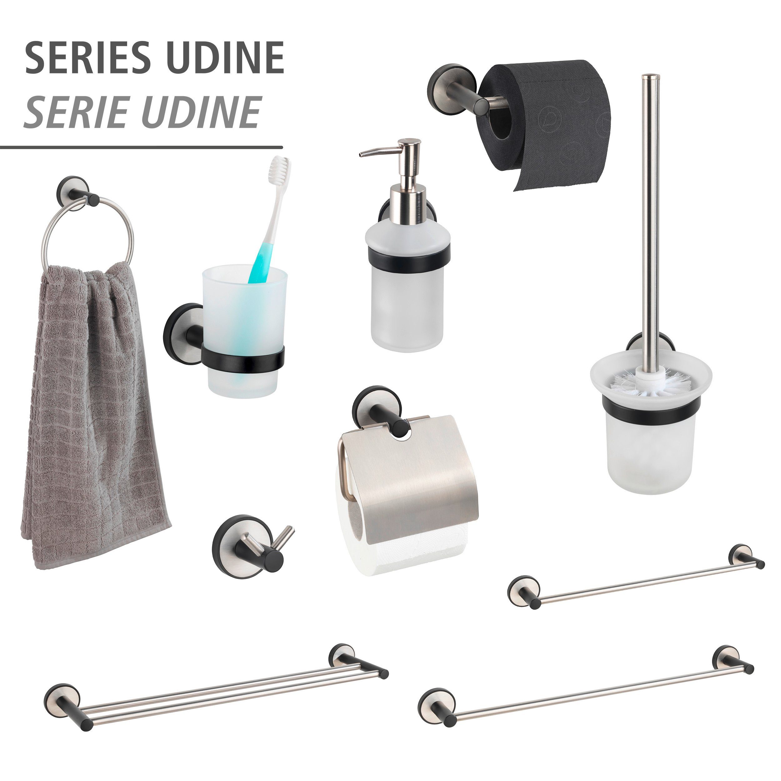 ohne Udine, WC-Garnitur WENKO UV-Loc® befestigen Bohren