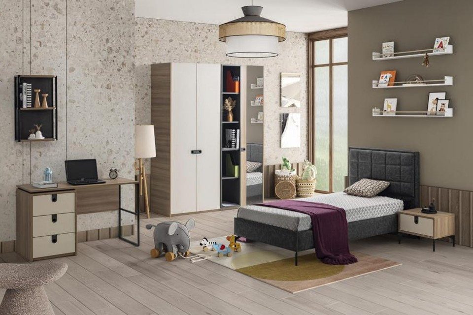 Jugendzimmer-Set XLMOEBEL Jugendzimmer Set aus Holz in elegantem Beigeton