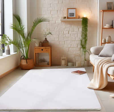 Fellteppich Unicolor - Einfarbig, Carpetsale24, Läufer, Höhe: 13 mm, Flauschiger Teppich Wohnzimmer Einfarbig Soft Felloptik Anti-Rutsch