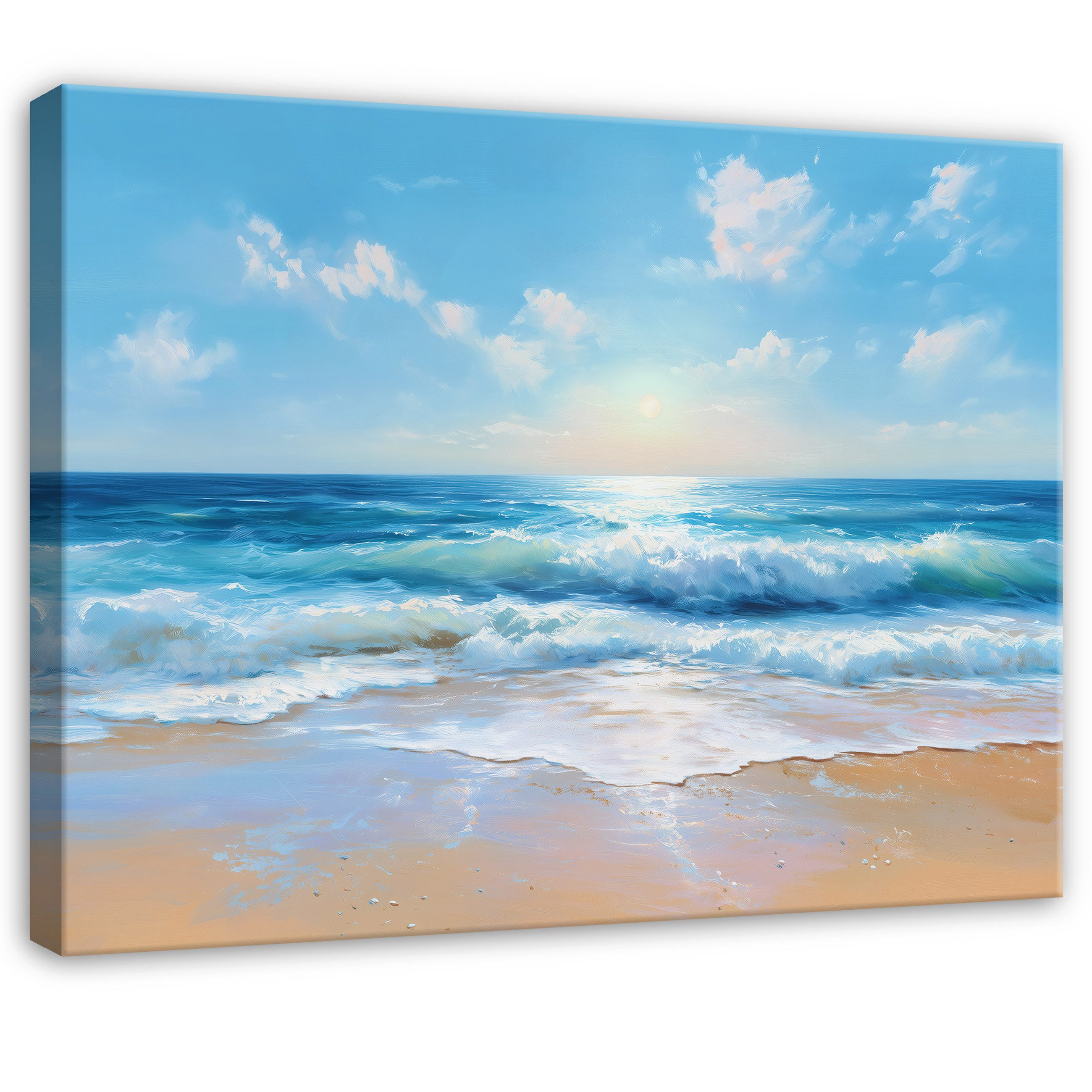 Wallarena Leinwandbild Strand Ozean Wasser Blau Modern Wandbilder Wand Deko günstig online kaufen