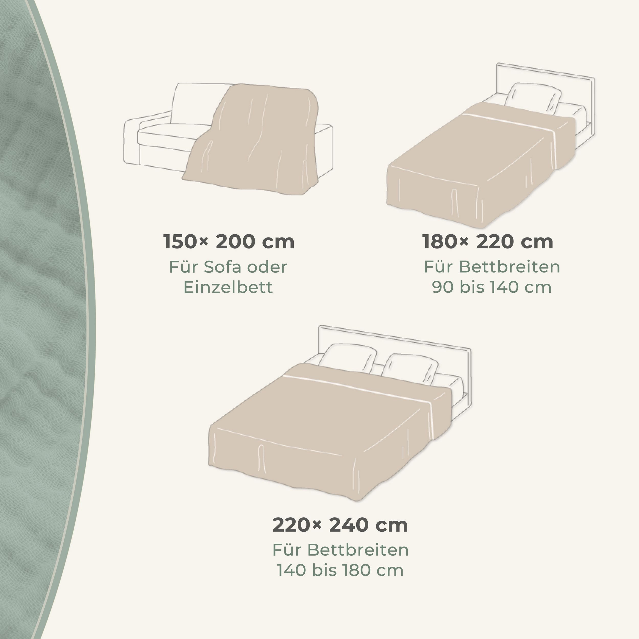 Laynenburg Tagesdecke Musselin aus 100% Baumwolle – Baumwolldecke, Kuscheldecke, Wohndecke als Sommerdecke, Bett-Überwurf, Couch-Überwurf, Sofa-Decke – Bild 3 von 5
