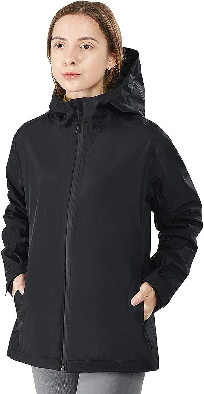 KOMFOTTEU Regenjacke Kapuzenjacke aus Nylon, für Damen schwarz