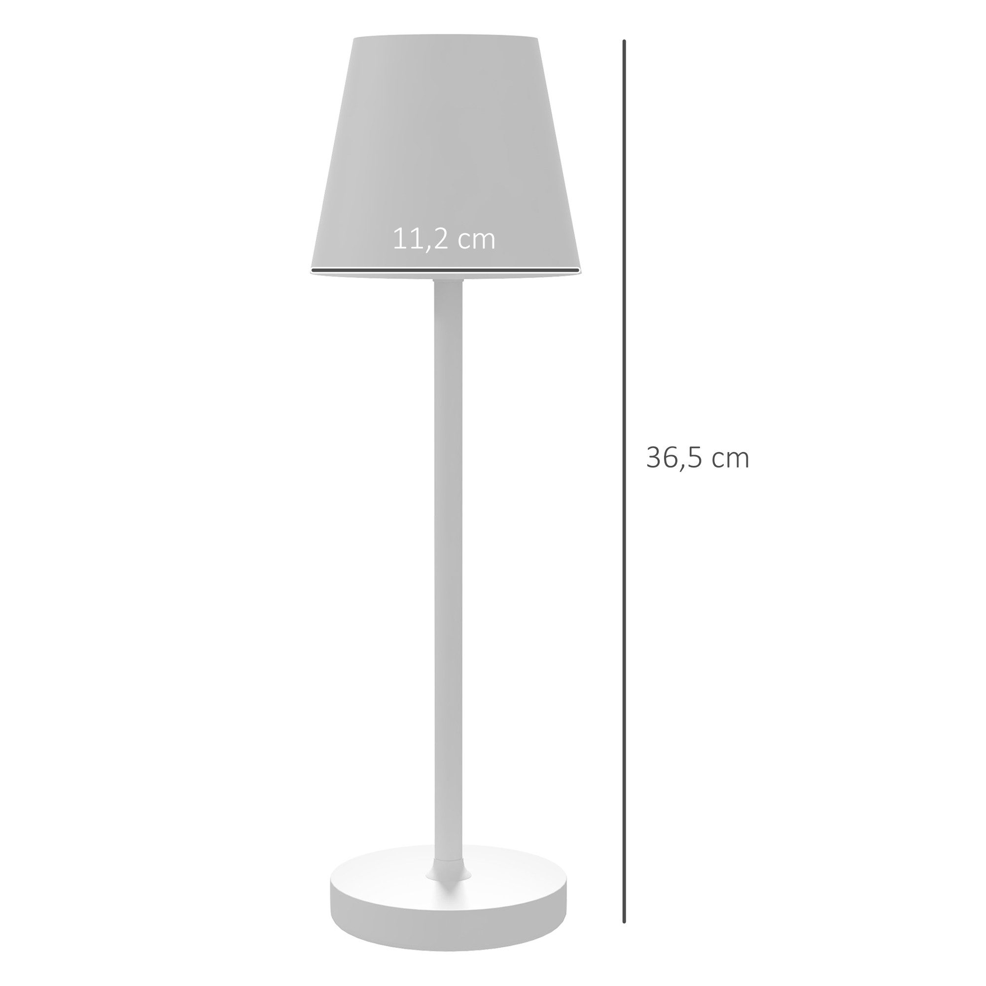 HOMCOM Tischleuchte mit LED-Leuchten, Wiederaufladbare Tischlampe, 3 Farben, Leuchtmittel wechselbar, für Schlafzimmer, Wohnzimmer, Weiß