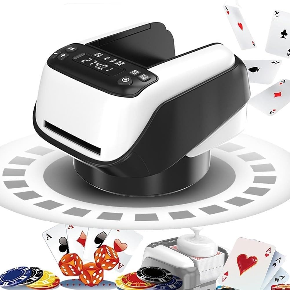 TWUFY Spiel Automatischer Kartengeber Kartenausgabeautomat Kapazität, Kartenspiel, für bis zu 4 Kartendecks, 360° für Familienspiel, Gesellschaftsspiel