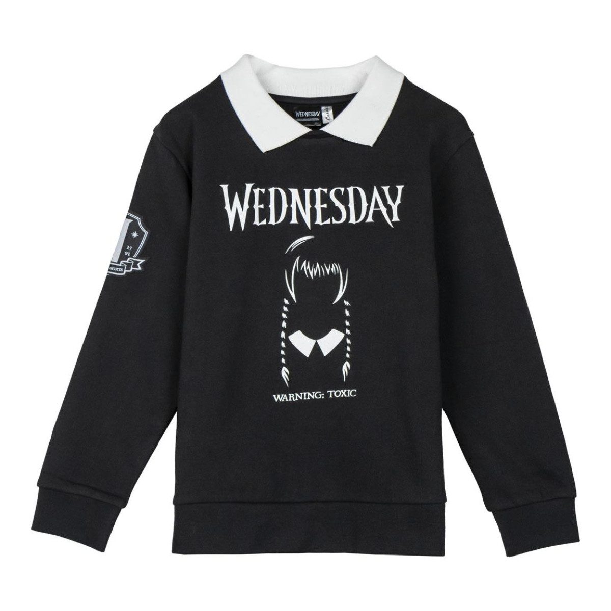 Cerda Sweatshirt Wednesday Kinder Baumwoll-Polyester Pullover, Langarm Freizeitshirt