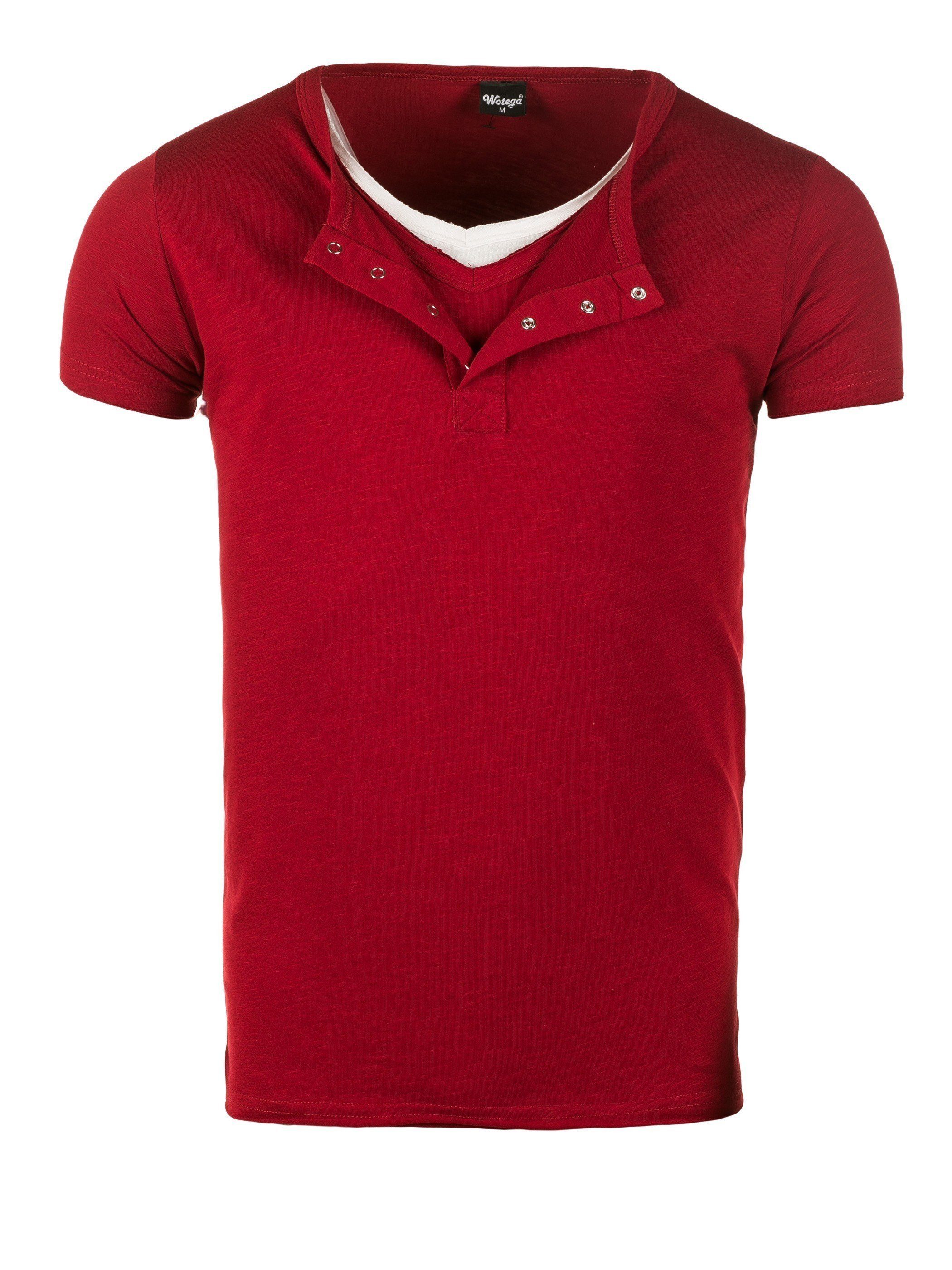 T-Shirt (Packung) T-Shirt T-Shirt V-Neck red Double Rot 190511) V-Neck Pete WOTEGA Pete Layer Layer Double (biking
