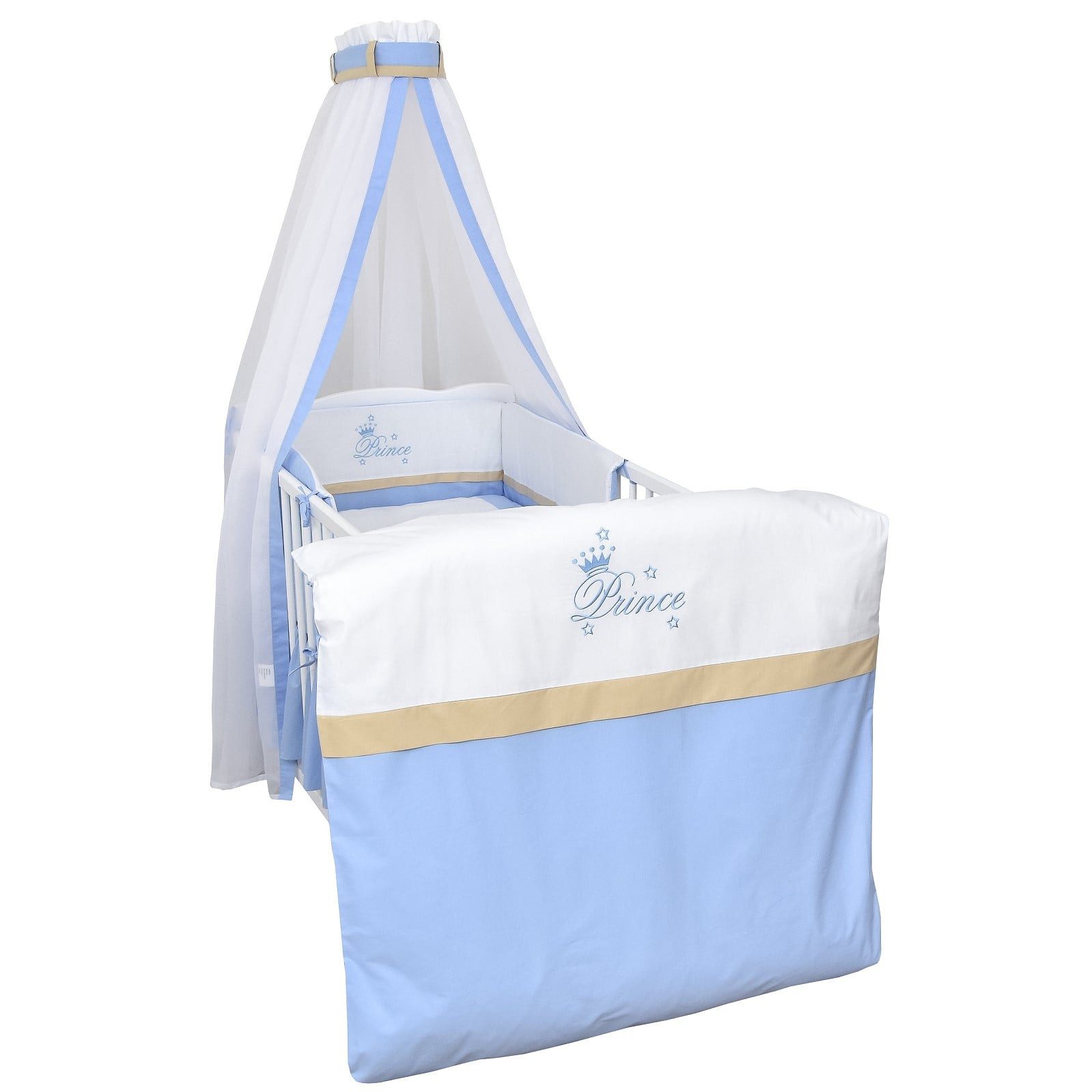 Baby-Delux Babybettwäsche Baby Bettwäsche Set 4-Tlg. Nestchen Chiffonhimmel, Baumwolle, 4 teilig, Bettset für Babybetten 140x70 & 120x60 verschiedene Designs
