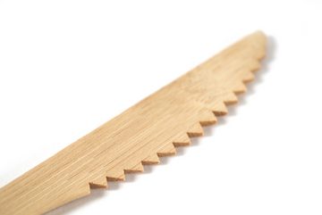 Kobolo Besteck-Set Einwegbesteck Einweg Messer PREMIUM 100 Stück (100-tlg), Bambus, bruchfest