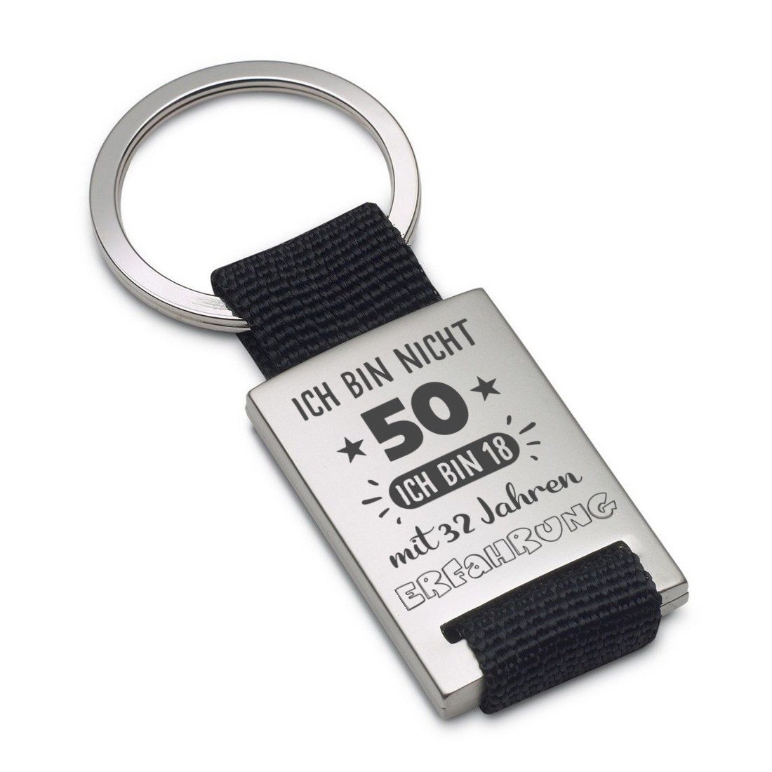 Lieblingsmensch Schlüsselanhänger Ich bin nicht 50 - ein tolles Geschenk &Glücksbringer (Schlüsselanhänger mit Gravur, inklusive Schlüsselring), Robuste und filigrane Lasergravur