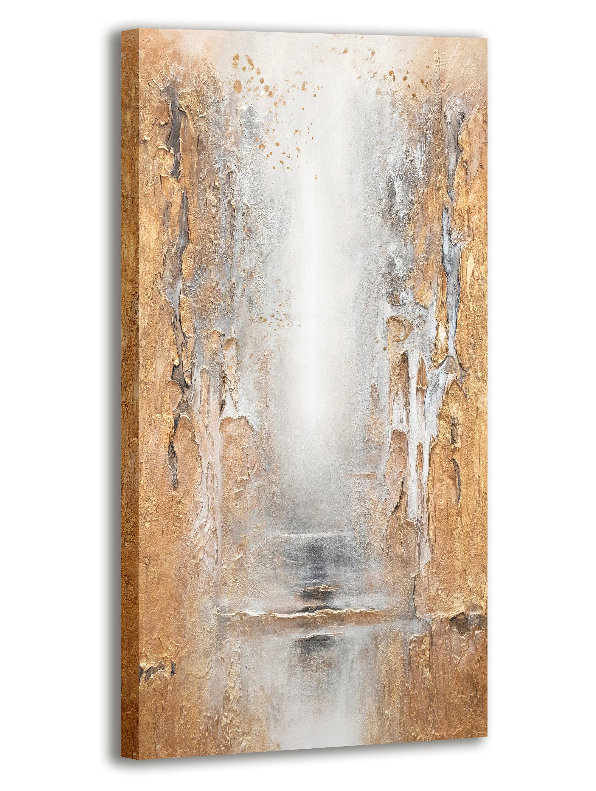 YS-Art Gemälde Klassisch II, Abstraktion, Leinwandbild 3D Effekt Abstrakt in Bronze und Gold