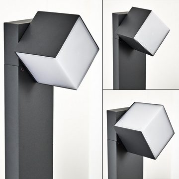 hofstein Pollerleuchte »Gobbi« LED Außenwegeleuchte Wegebeleuchtung, Metall, Kunststoff, 3000 Kelvin, LED um 350° drehbar, mit Steckdose, 600 Lumen, Tag/Nacht Sensor