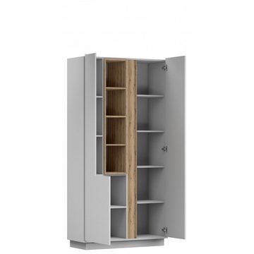 MOEBLO Beistellschrank REYLA 08 (Sideboard Wohnzimmer Kommode Schlafzimmer Komodenschrank Highboard, Kleiderschrank 2-türig Schrank für Wohnzimmer) (BxHxT):100x202x42 cm