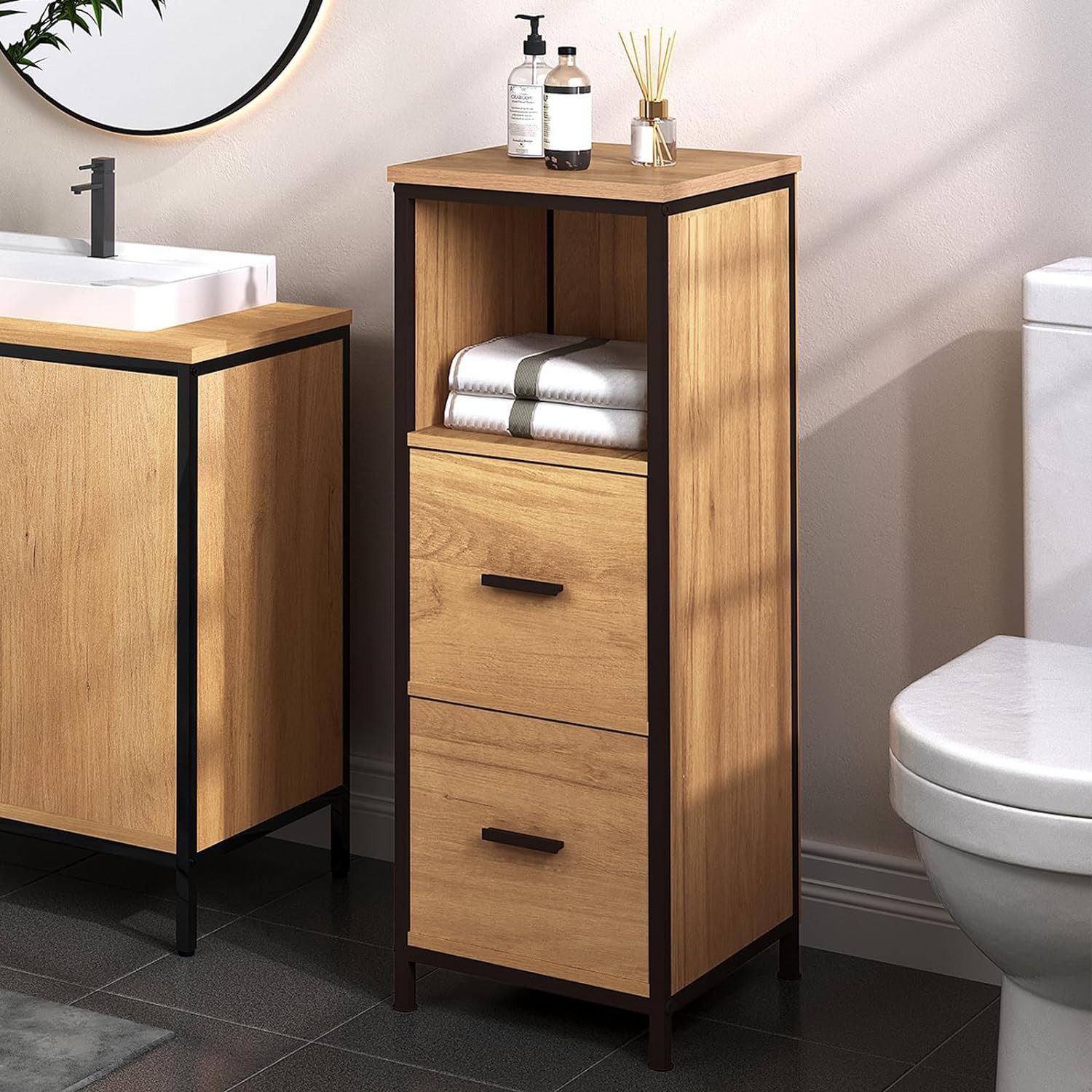 EUGAD Badkommode (1 St), Badezimmerschrank, Badschrank schmal, multifunktional