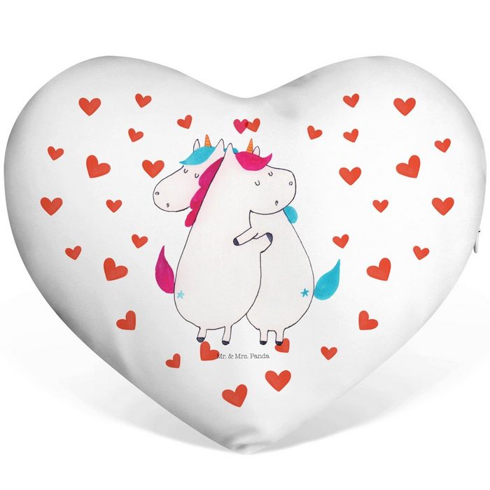 Mr. & Mrs. Panda Dekokissen Einhorn Mitteilung - Weiß - Geschenk Herz Unicorn Kissen Pegasus
