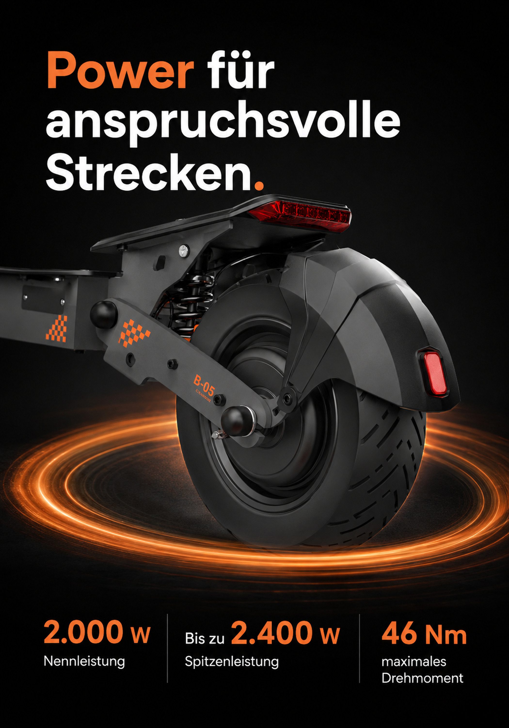 Vankel E-Scooter KuKirin G4 EScooter 2000W 60V 20Ah 75km 70km/h 11 Zoll mit Sitz, Dualfederung LED Display Scheibenbremse IP54 2400W max. Leistung – Bild 4 von 5