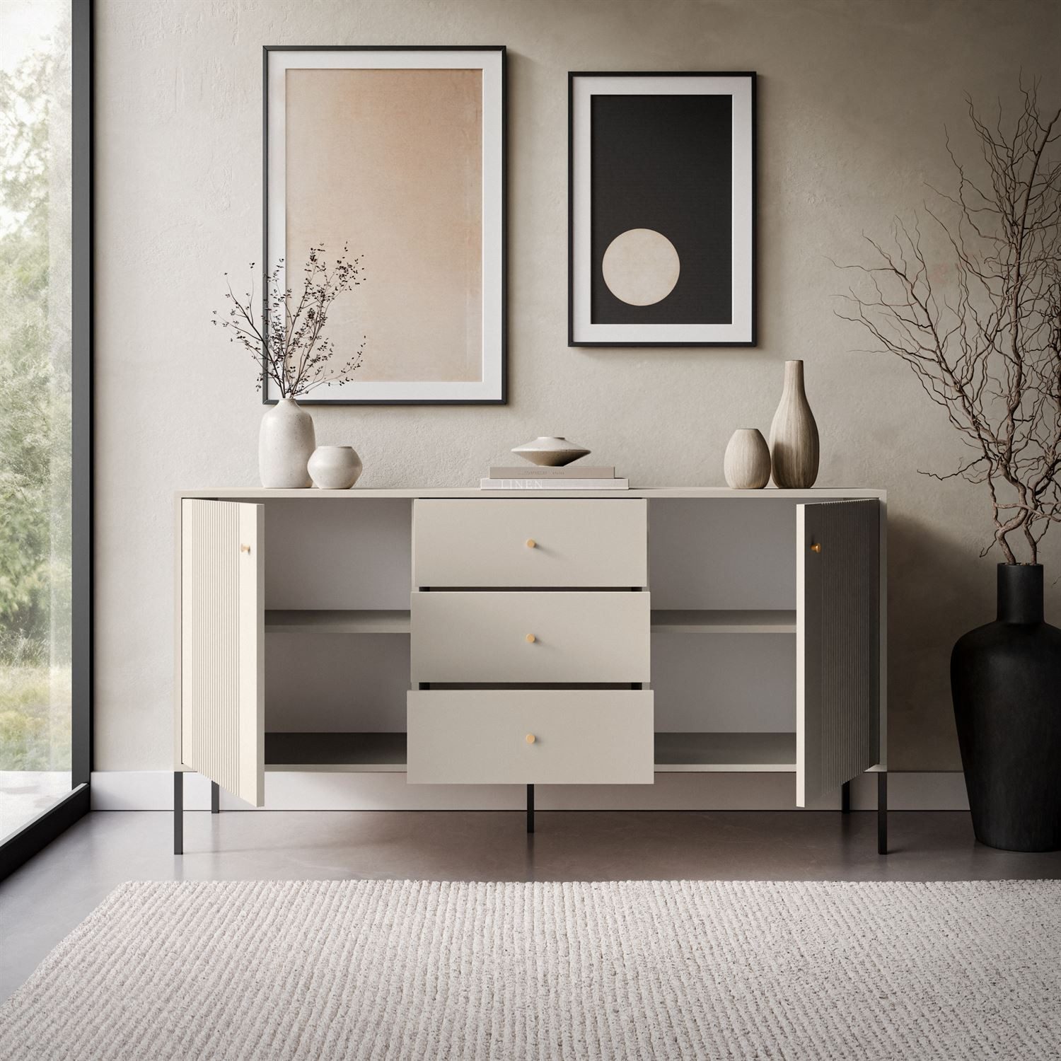 Lookway Kommode 2D3S VIVALDI mit Schubladen und geriffelten Fronten
