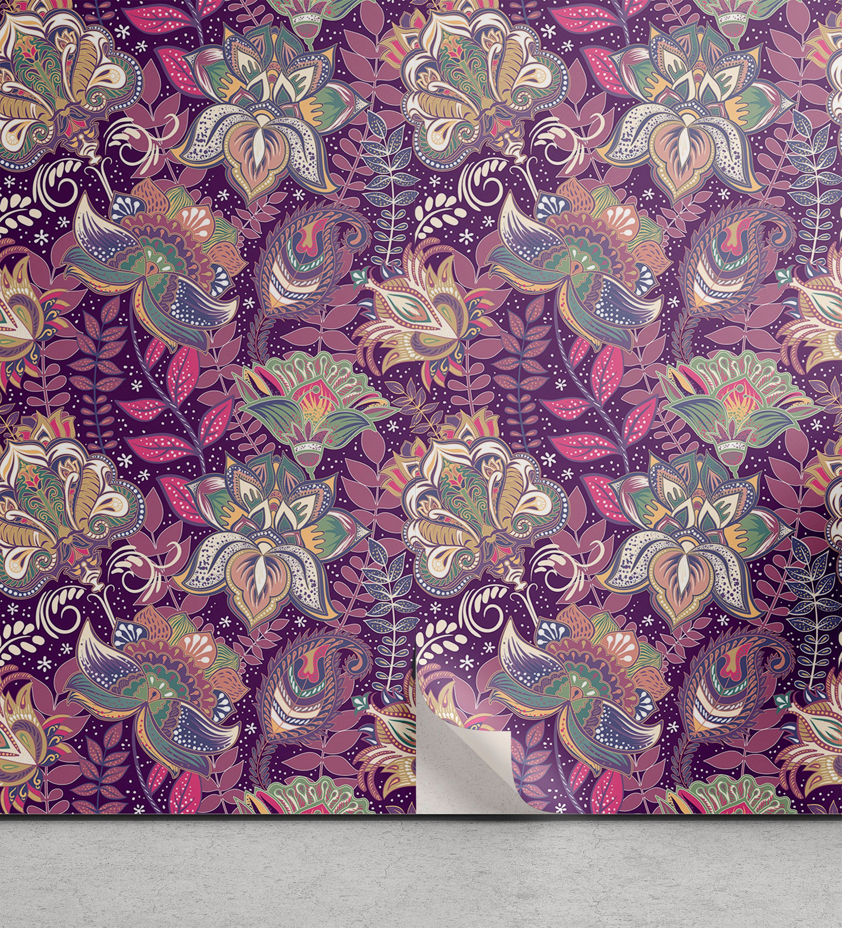 Abakuhaus Vinyltapete selbstklebendes Wohnzimmer Küchenakzent, Blumen Blumen und Mehndi