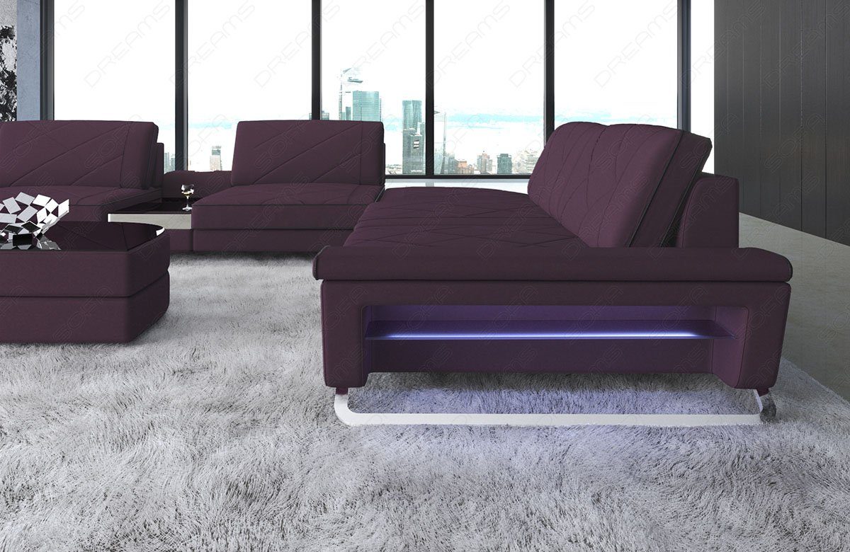 Sofa Dreams Wohnlandschaft Stoff Sofa Polster Couch Bari XXL U Form Polstersofa, Mikrofaser, mit LED, Stauraum, USB_Anschluss, Designersofa