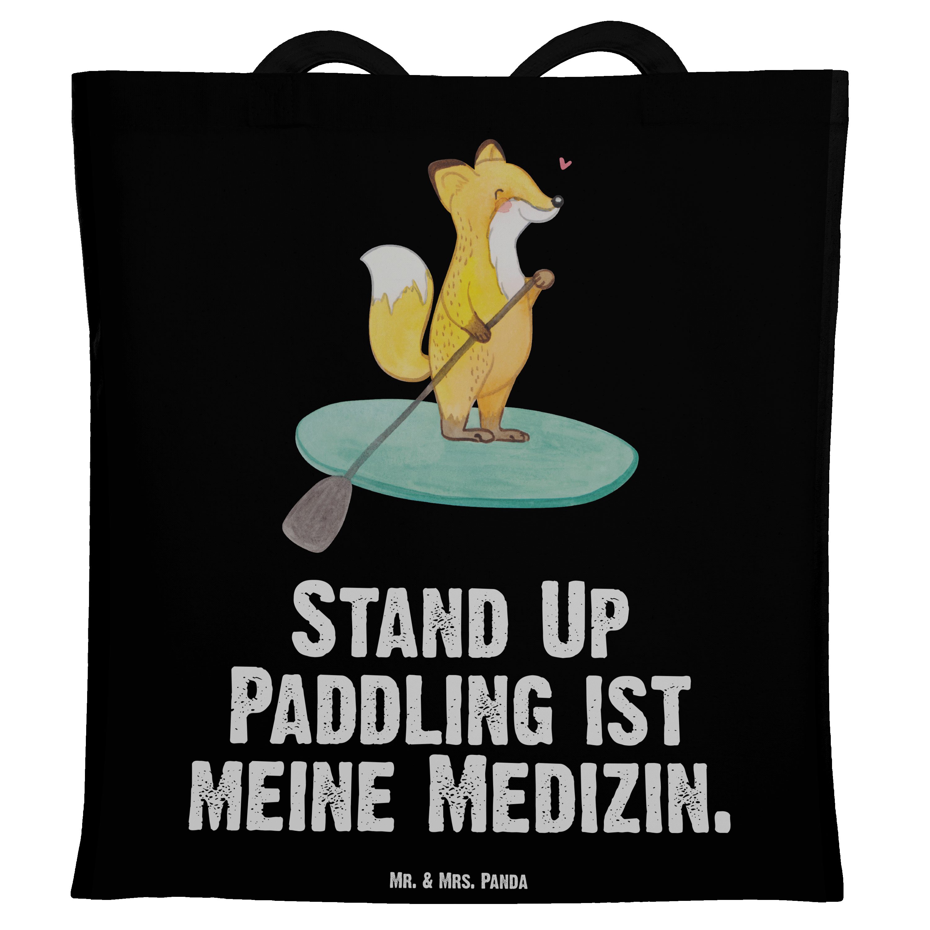 Mr. & Mrs. Panda Tragetasche Fuchs Stand Up Paddling Medizin - Schwarz - Geschenk, Beuteltasche, P (1-tlg)