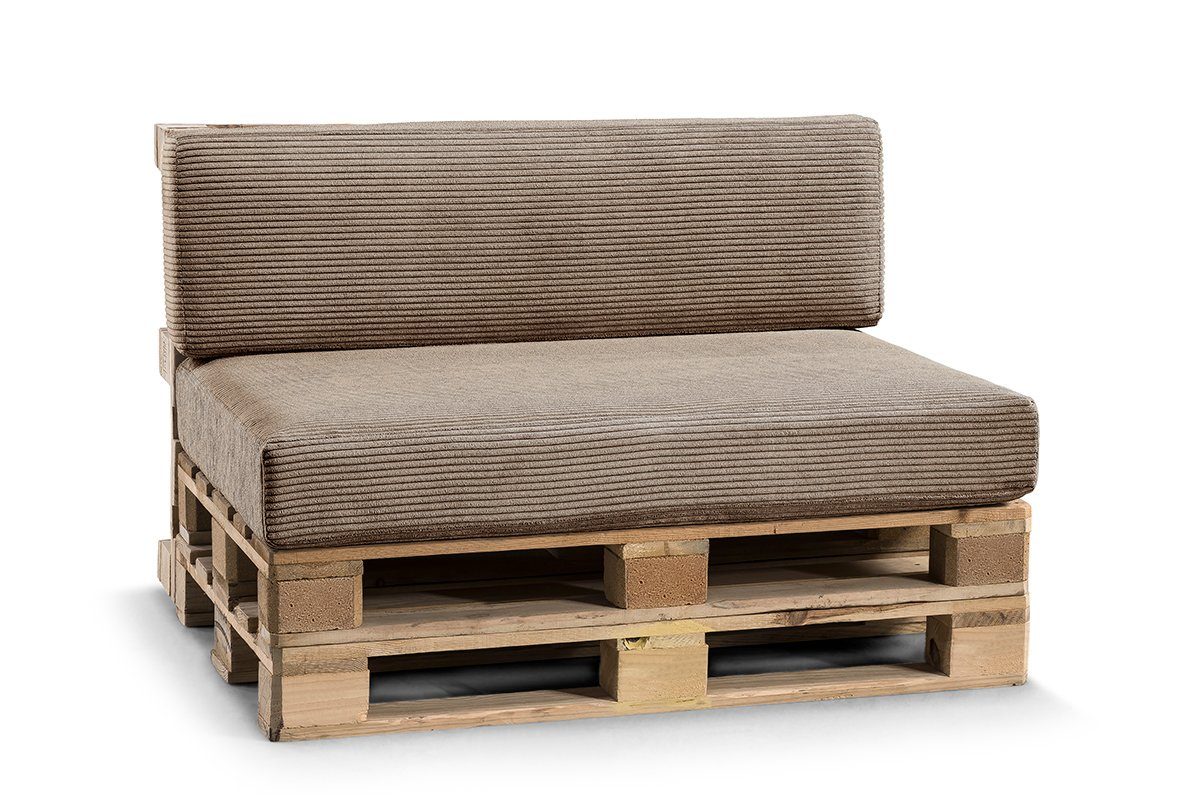 FAVRE Palettenkissen CosyRib Ribcord Garten Set PFLA(Sitzkissen 120x80+Rückenlehne 120x40), Kissen