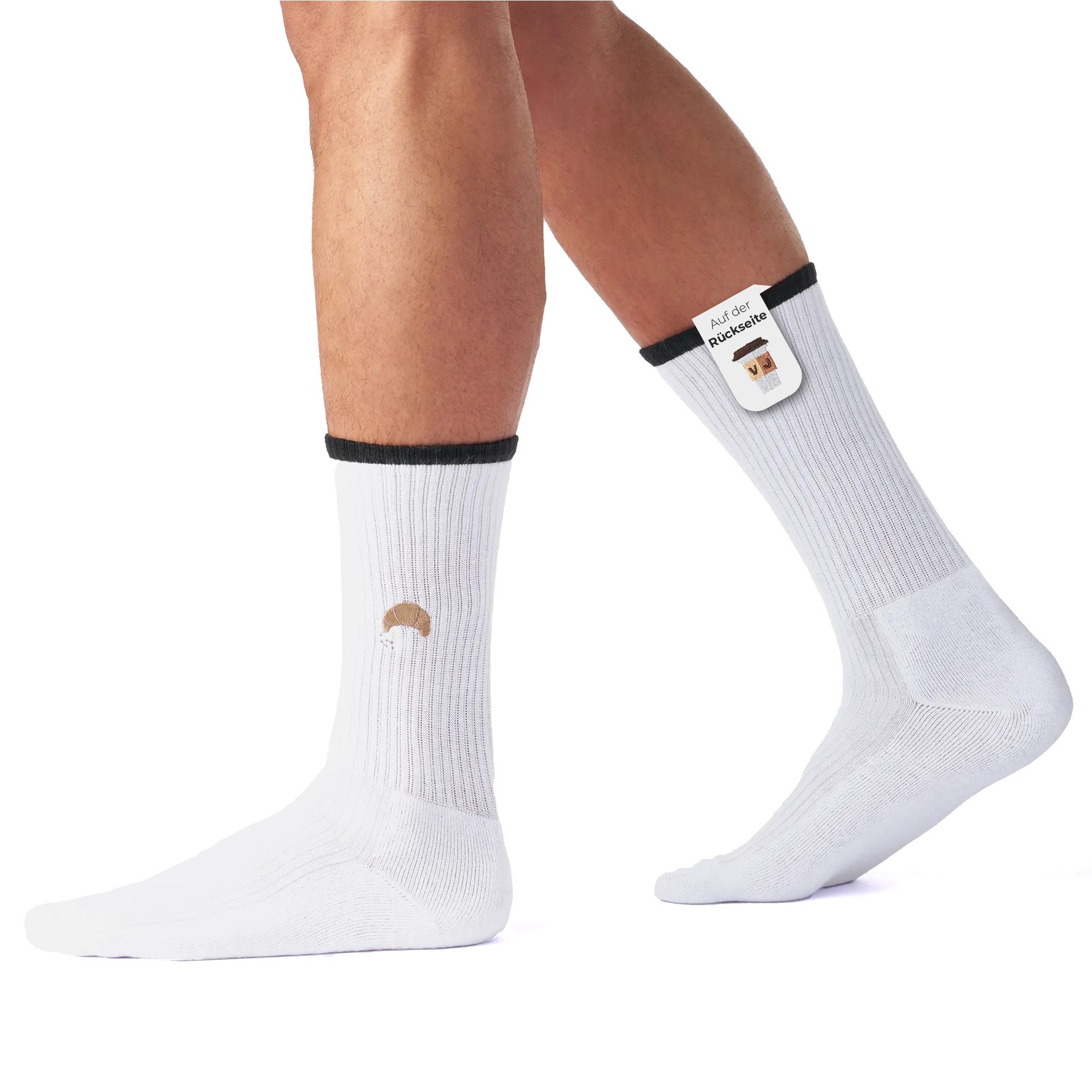 von Jungfeld Tennissocken Mix & Match Socken mit Stickmotiven (1-Paar, 1er-Pack) aus Bio-Baumwolle für Damen und Herren