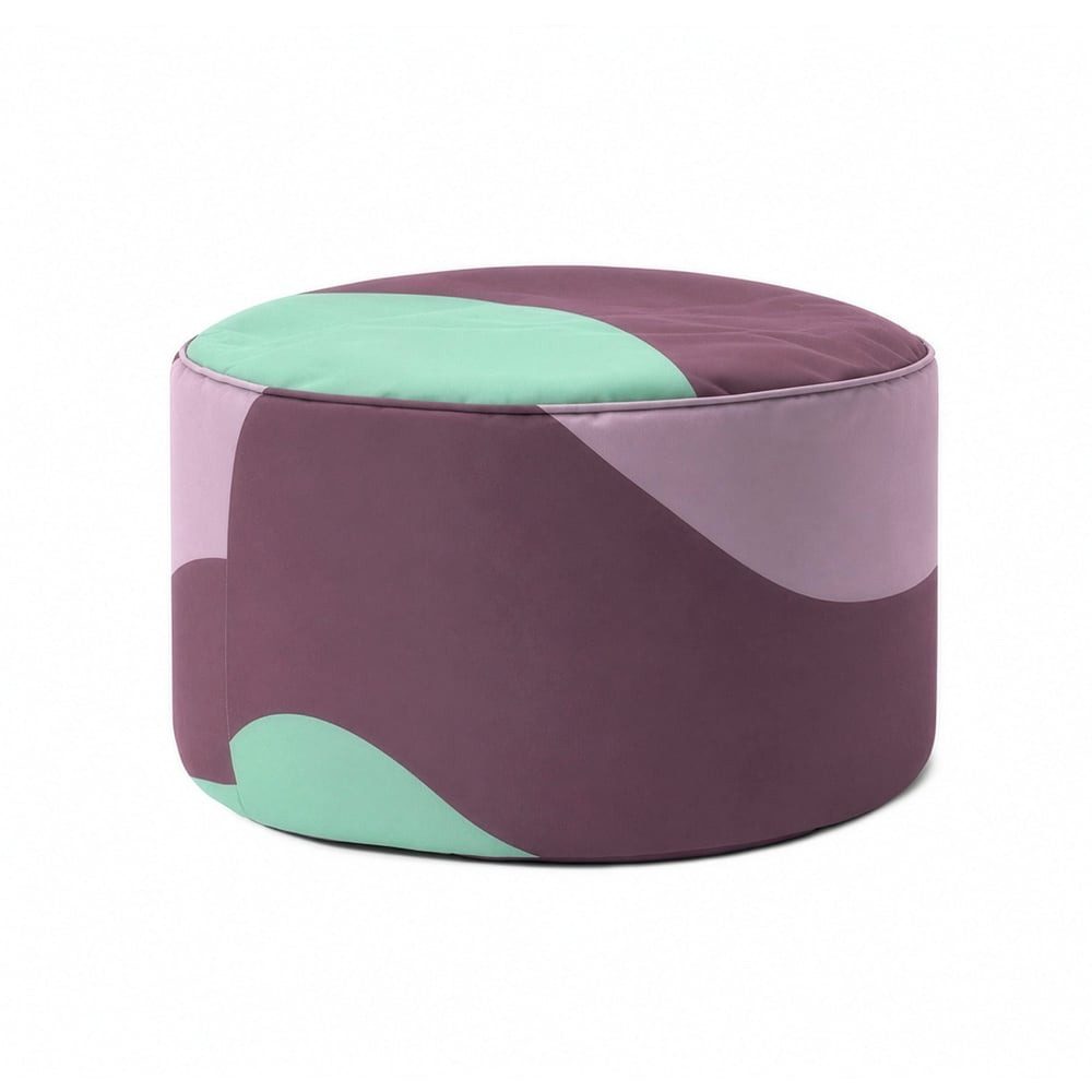 Lumaland Sitzsack Sitzsack Pouf Wave - 3-in-1 Sitzkissen: Hocker, Ablage & Fußschemel, kompakter Sitzsack Erwachsene & Kinder - Bean Bag mit stylishem Print