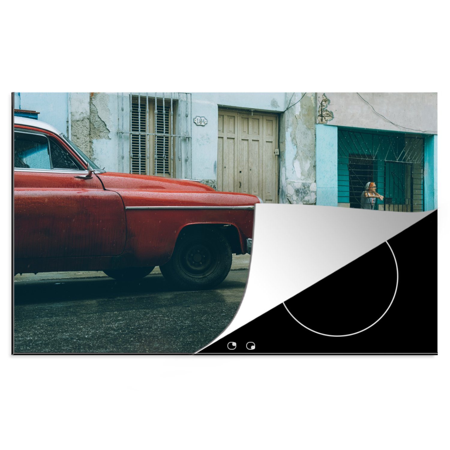 MuchoWow Herdblende-/Abdeckplatte Regentag in Havanna, Vinyl, (1 tlg), 81x52 cm, Induktionskochfeld Schutz für die küche, Ceranfeldabdeckung