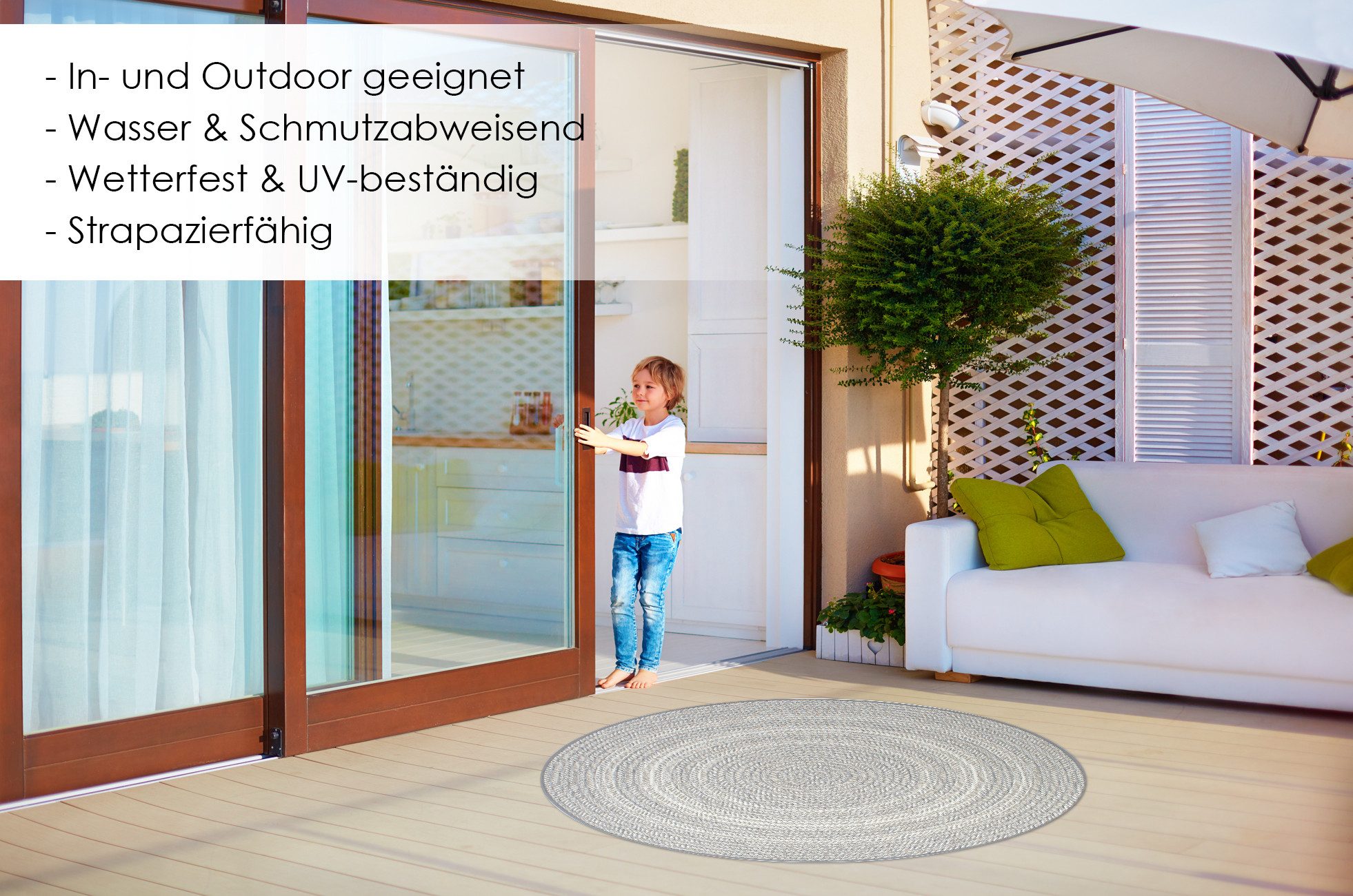 DomDeco Teppich In- & Outdoor Teppich Rund Roundabout, Ø120 cm