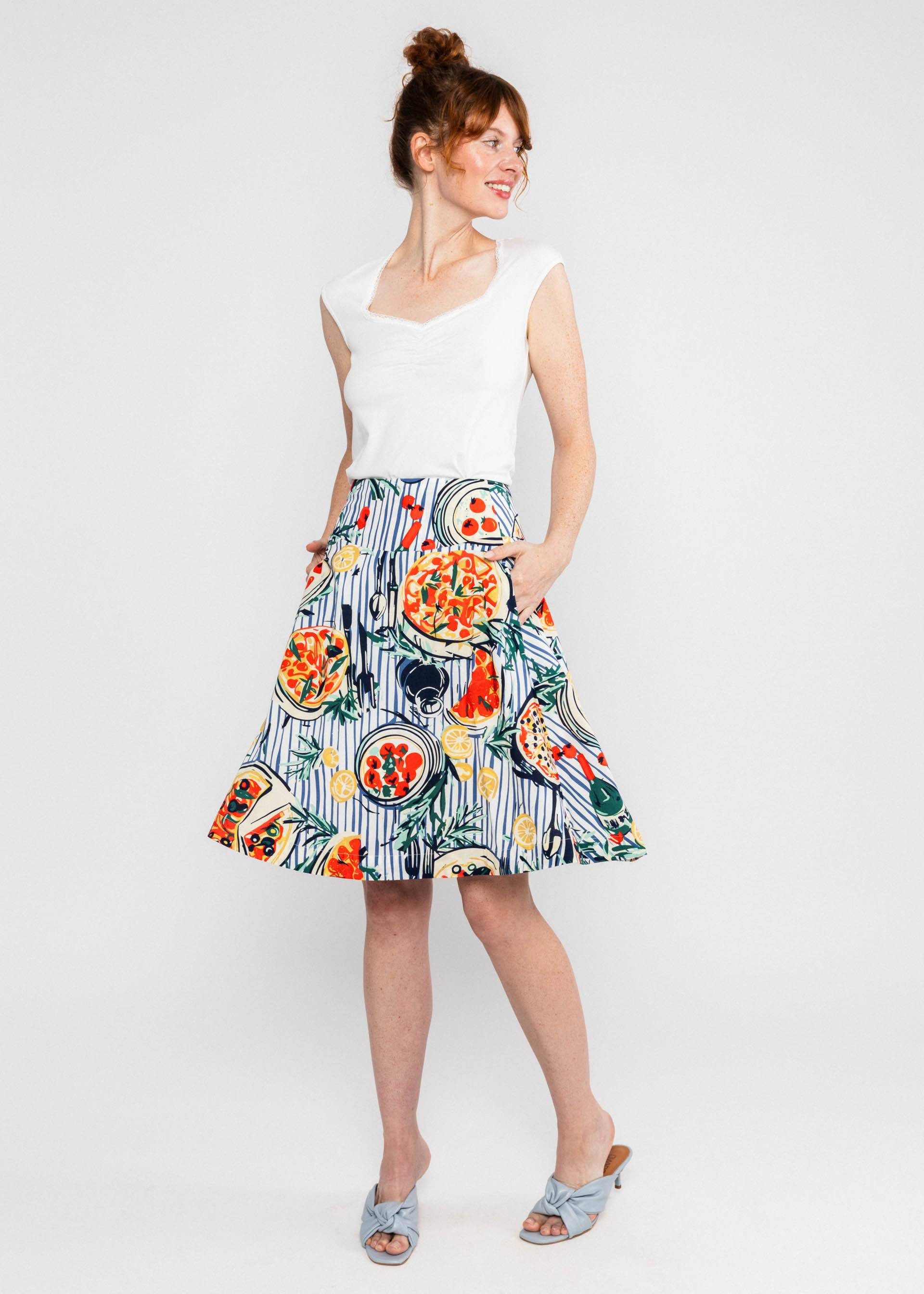 Blutsgeschwister A-Linien-Rock - Damen Rock knielang - Midi-Rock All-Over-Print - A-Linie mit Print