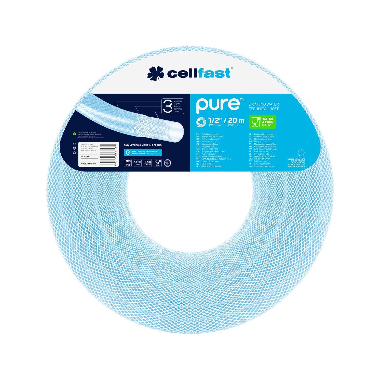 Cellfast Trinksystem 20-140 Gartenschlauch Trinkwasserschlauch 20 m Bewässerung