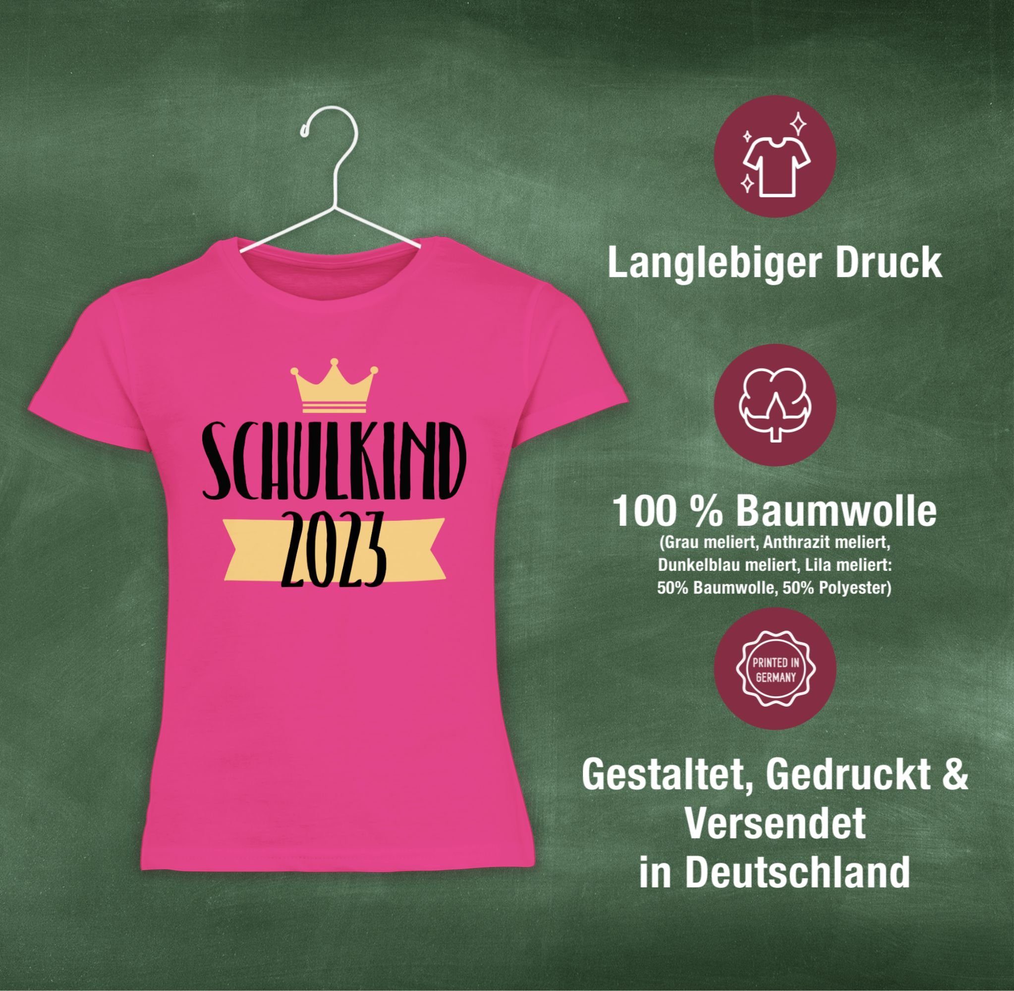 Shirtracer Krone Fuchsia Einschulung 2023 Schulkind mit 1 T-Shirt Mädchen